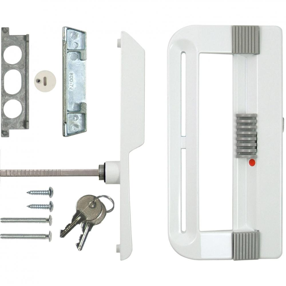 Ensemble de poignée de porte patio avec verrouillage à clé (Blanc)<span class=' ItemWarning' style='display:block;'>Item is usually in stock, but we&#39;ll be in touch if there&#39;s a problem<br /></span>