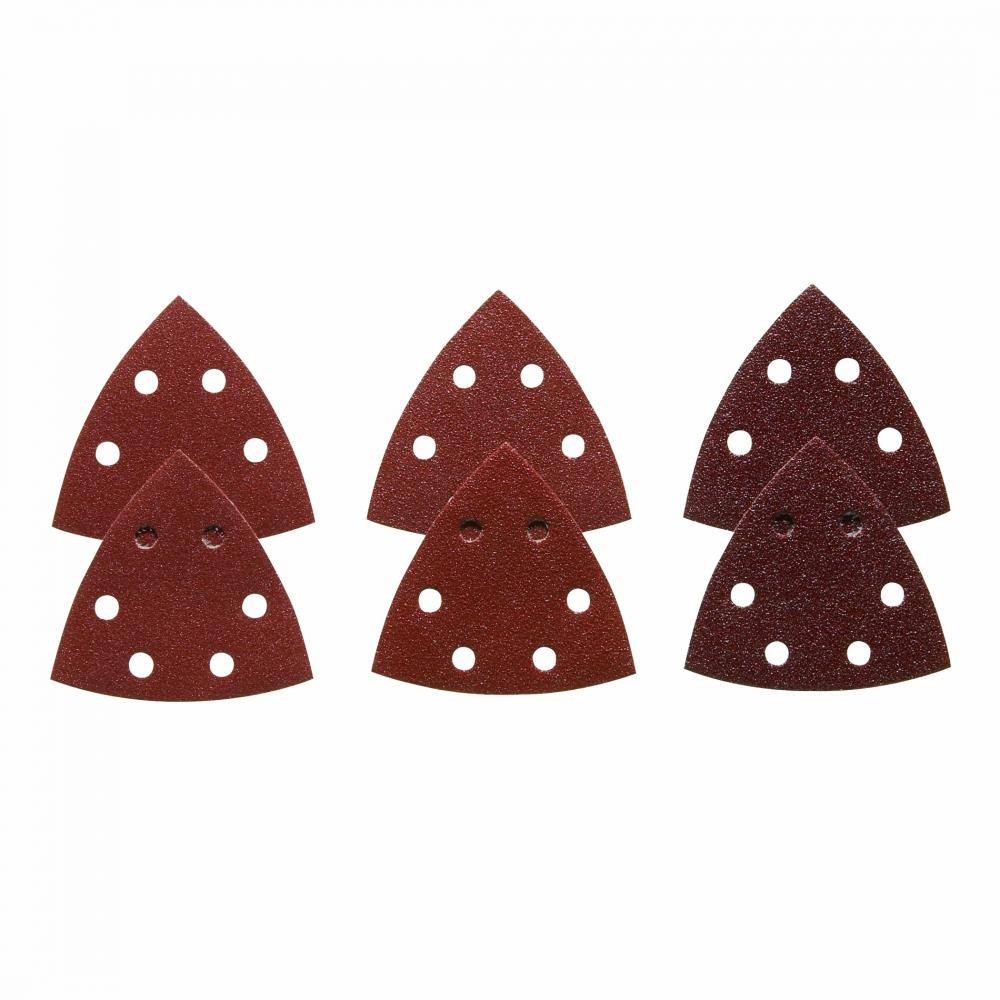 3-1/2&#34; Assorted Grits 6 pc. Red Detail Sander Abrasive Triangles for Wood<span class=' ItemWarning' style='display:block;'>Item is usually in stock, but we&#39;ll be in touch if there&#39;s a problem<br /></span>