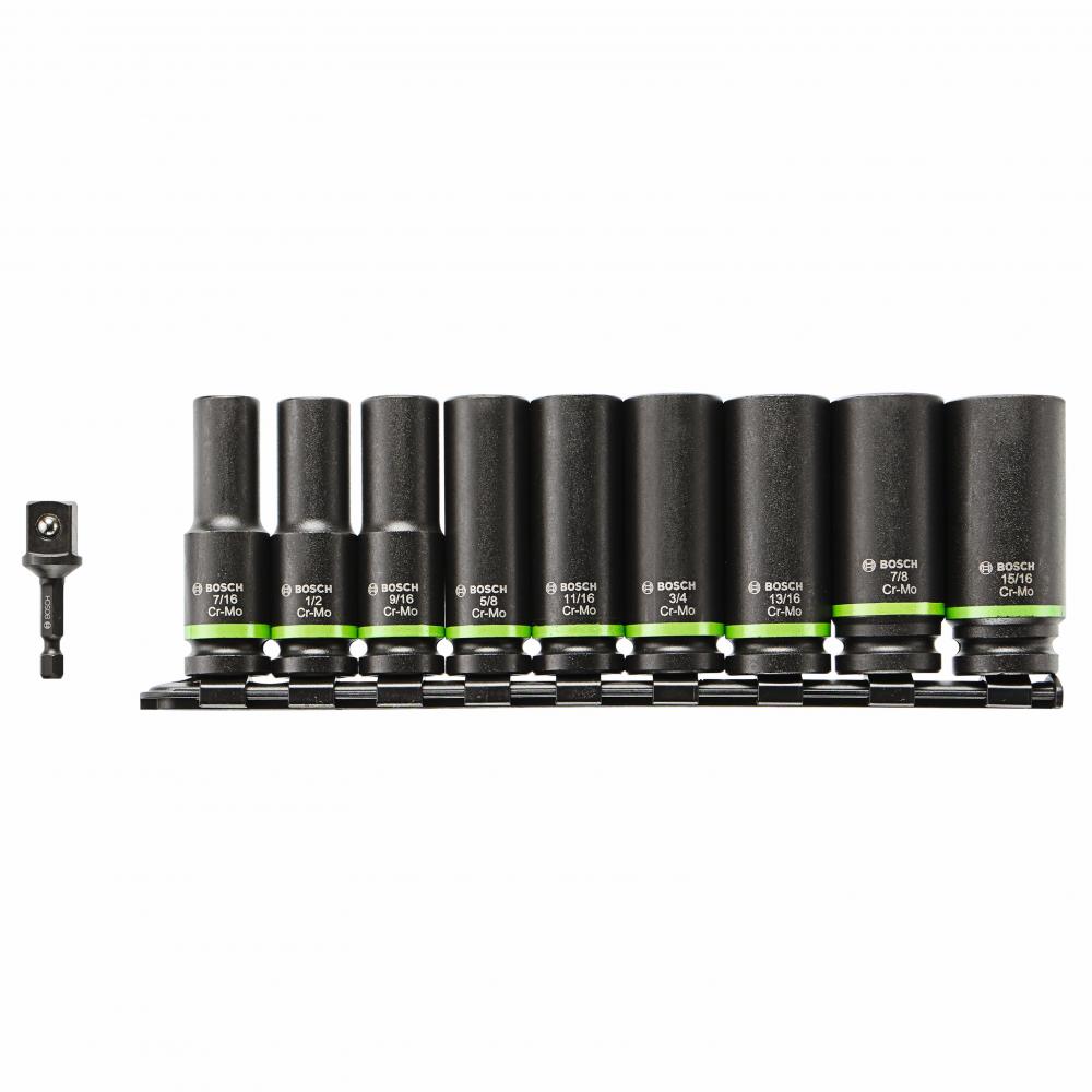10 pc. Impact Tough™ Deep Well 1/2&#34; Socket Set with 1/4&#34; Hex to 1/2&#34; Socket Adapter<span class=' ItemWarning' style='display:block;'>Item is usually in stock, but we&#39;ll be in touch if there&#39;s a problem<br /></span>