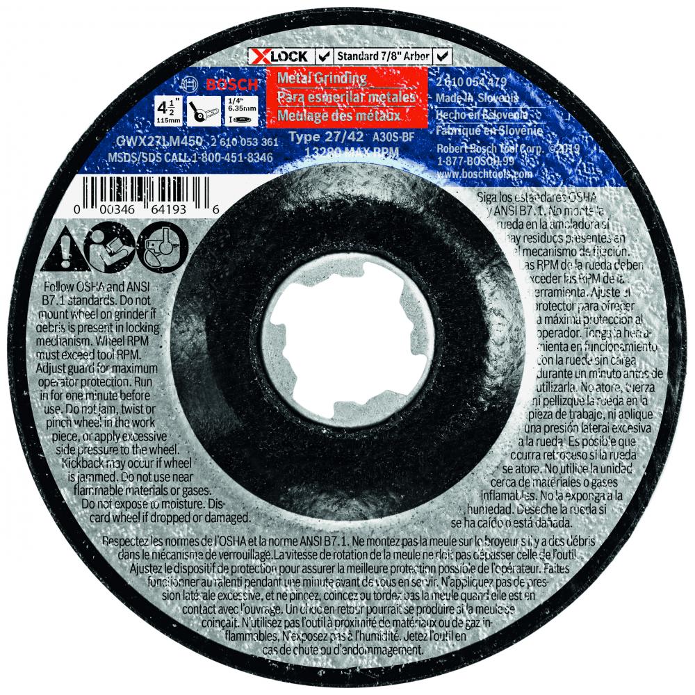 4-1/2 In. X-LOCK Abrasive Wheel<span class=' ItemWarning' style='display:block;'>Item is usually in stock, but we&#39;ll be in touch if there&#39;s a problem<br /></span>