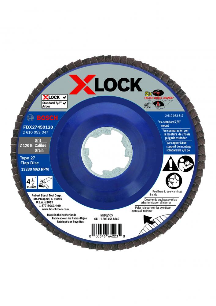 4-1/2&#34; X-LOCK Arbor Type 27 120 Grit Flap Disc<span class=' ItemWarning' style='display:block;'>Item is usually in stock, but we&#39;ll be in touch if there&#39;s a problem<br /></span>