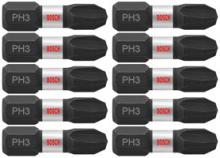 Bosch ITPH31B - 10 pc. Impact Tough™ 1" Phillips® #3 Insert Bits (Bulk Pack)