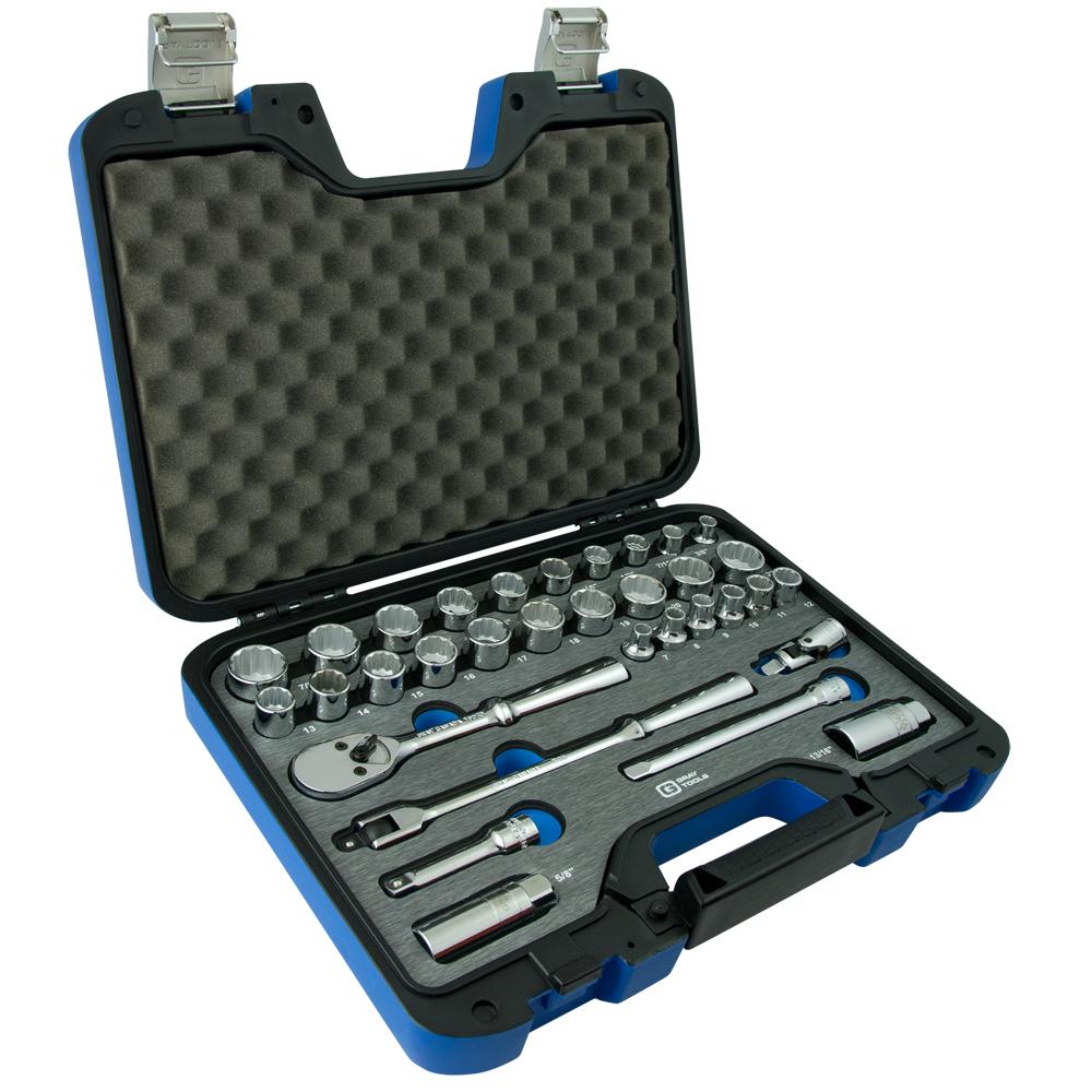 33 Piece 3/8&#34; Drive 12 Point SAE & Metric, Chrome Socket & Attachment Set<span class=' ItemWarning' style='display:block;'>Item is usually in stock, but we&#39;ll be in touch if there&#39;s a problem<br /></span>