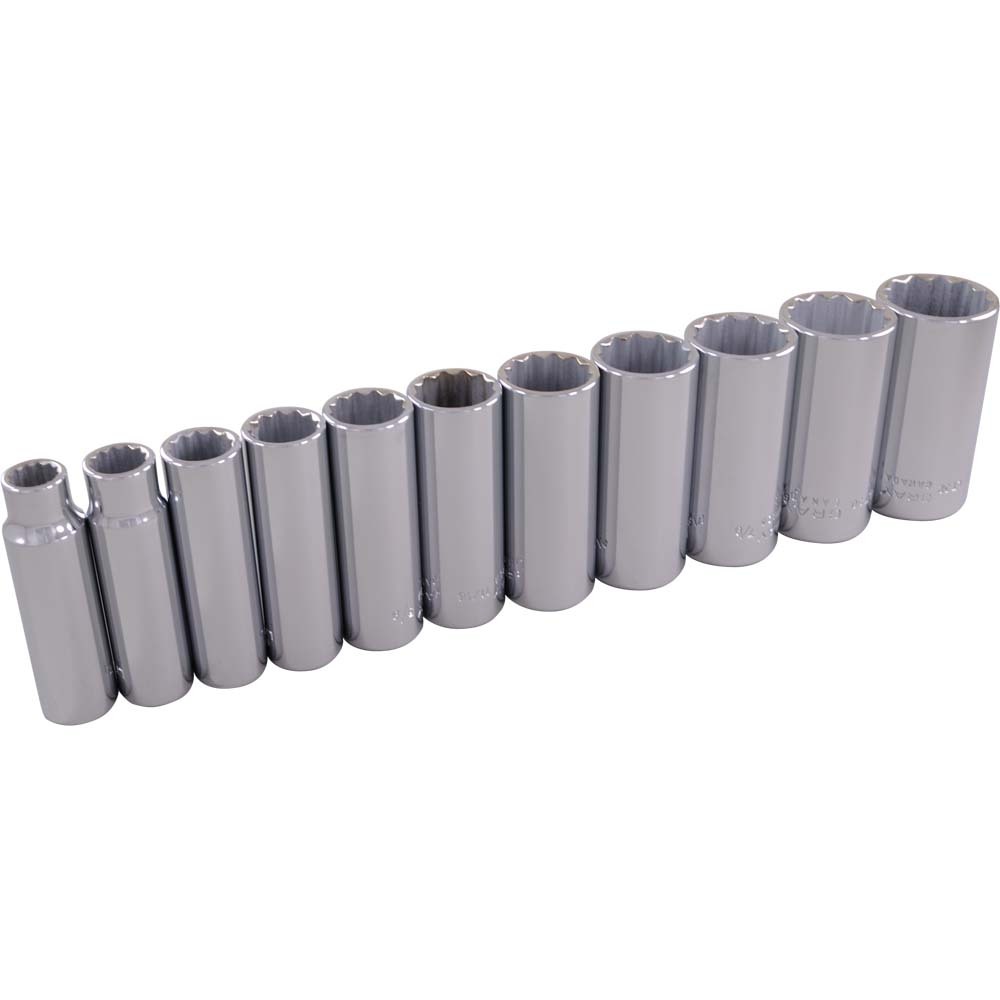 11 Piece 3/8&#34; Drive 12 Point SAE, Deep Chrome Socket Set, 3/8&#34; - 1&#34;<span class=' ItemWarning' style='display:block;'>Item is usually in stock, but we&#39;ll be in touch if there&#39;s a problem<br /></span>