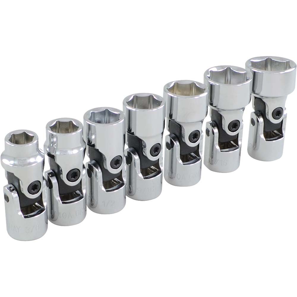 7 Piece 3/8&#34; Drive 6 Point SAE, Standard Universal Joint Socket Set, 3/8&#34; - 3/4&#34;<span class=' ItemWarning' style='display:block;'>Item is usually in stock, but we&#39;ll be in touch if there&#39;s a problem<br /></span>