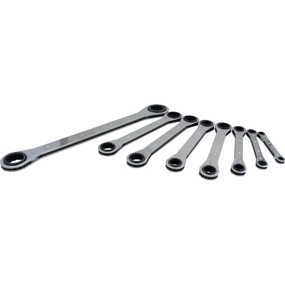 8 Piece 6 & 12 Point SAE, Flat Ratcheting Box Wrench Set, 1/4&#34; X 5/16&#34; - 1&#34; X 1-1/16&#34<span class=' ItemWarning' style='display:block;'>Item is usually in stock, but we&#39;ll be in touch if there&#39;s a problem<br /></span>