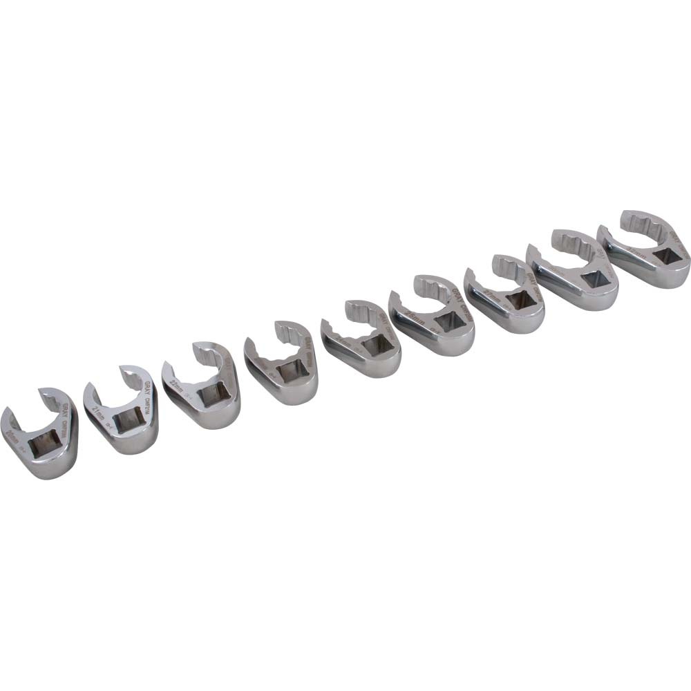 9 Piece 1/2&#34; Drive Metric, Mirror Chrome Flare Nut, Crow foot Wrench Set, 20mm - 32mm<span class=' ItemWarning' style='display:block;'>Item is usually in stock, but we&#39;ll be in touch if there&#39;s a problem<br /></span>