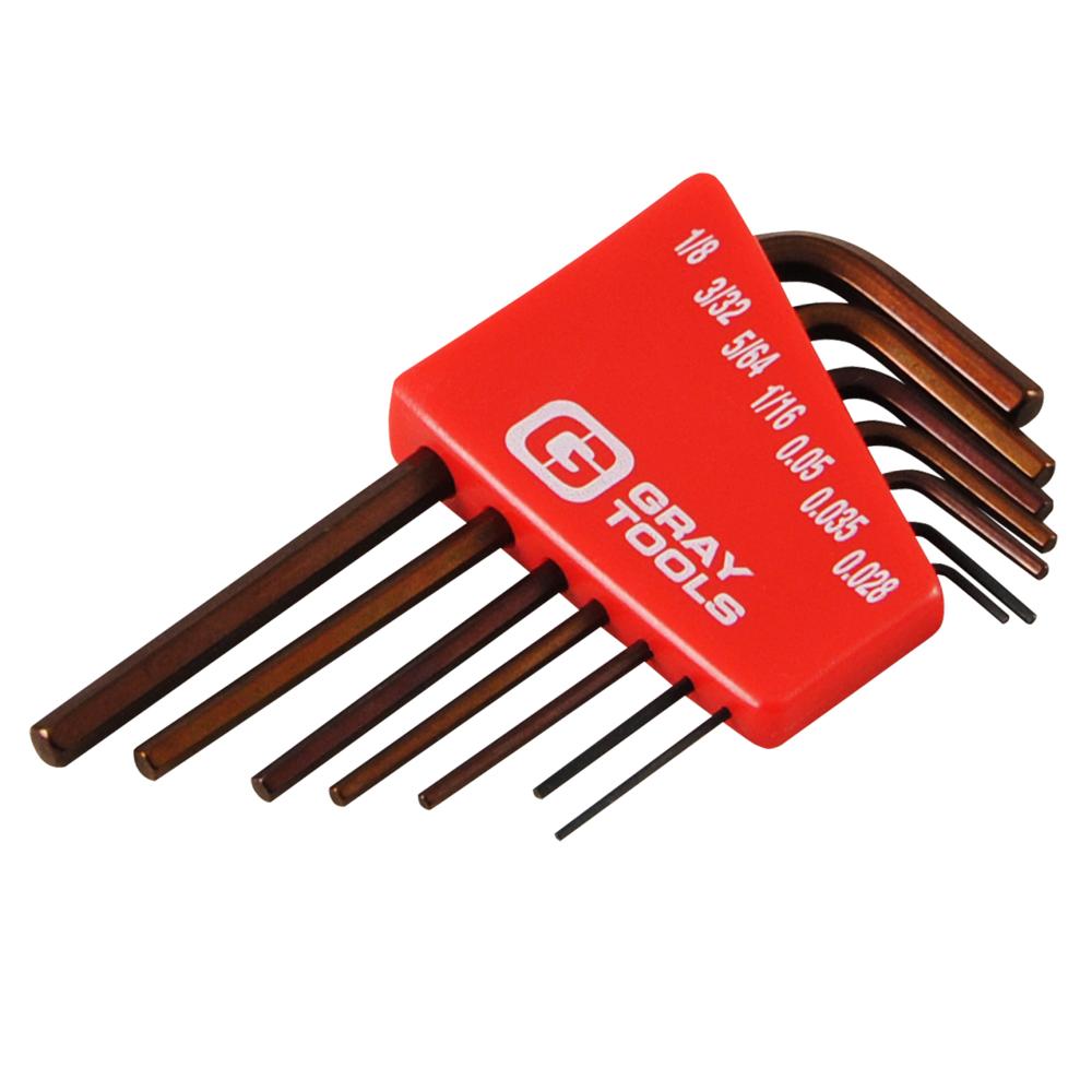 7 Piece SAE, Short Arm Hex Key Set, 0.028&#34; - 1/8&#34;<span class=' ItemWarning' style='display:block;'>Item is usually in stock, but we&#39;ll be in touch if there&#39;s a problem<br /></span>