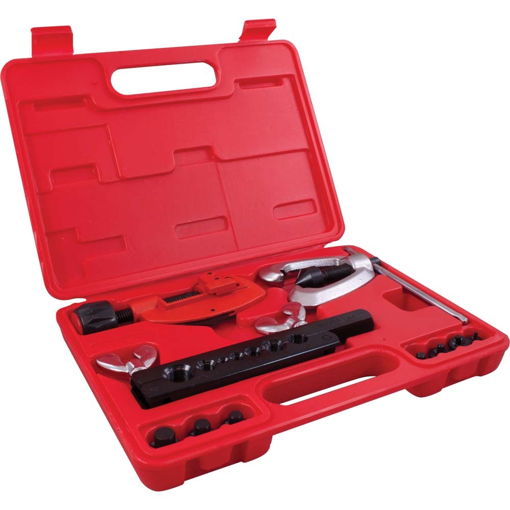 11 Piece Double Flaring Tool Set, 3/16&#34; To 5/8&#34; Dies, and Tube Cutter.<span class=' ItemWarning' style='display:block;'>Item is usually in stock, but we&#39;ll be in touch if there&#39;s a problem<br /></span>
