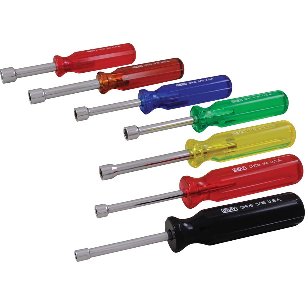 7 Piece SAE Nut Driver Set, Hollow Shank, 3/16&#34; - 1/2&#34;<span class=' ItemWarning' style='display:block;'>Item is usually in stock, but we&#39;ll be in touch if there&#39;s a problem<br /></span>