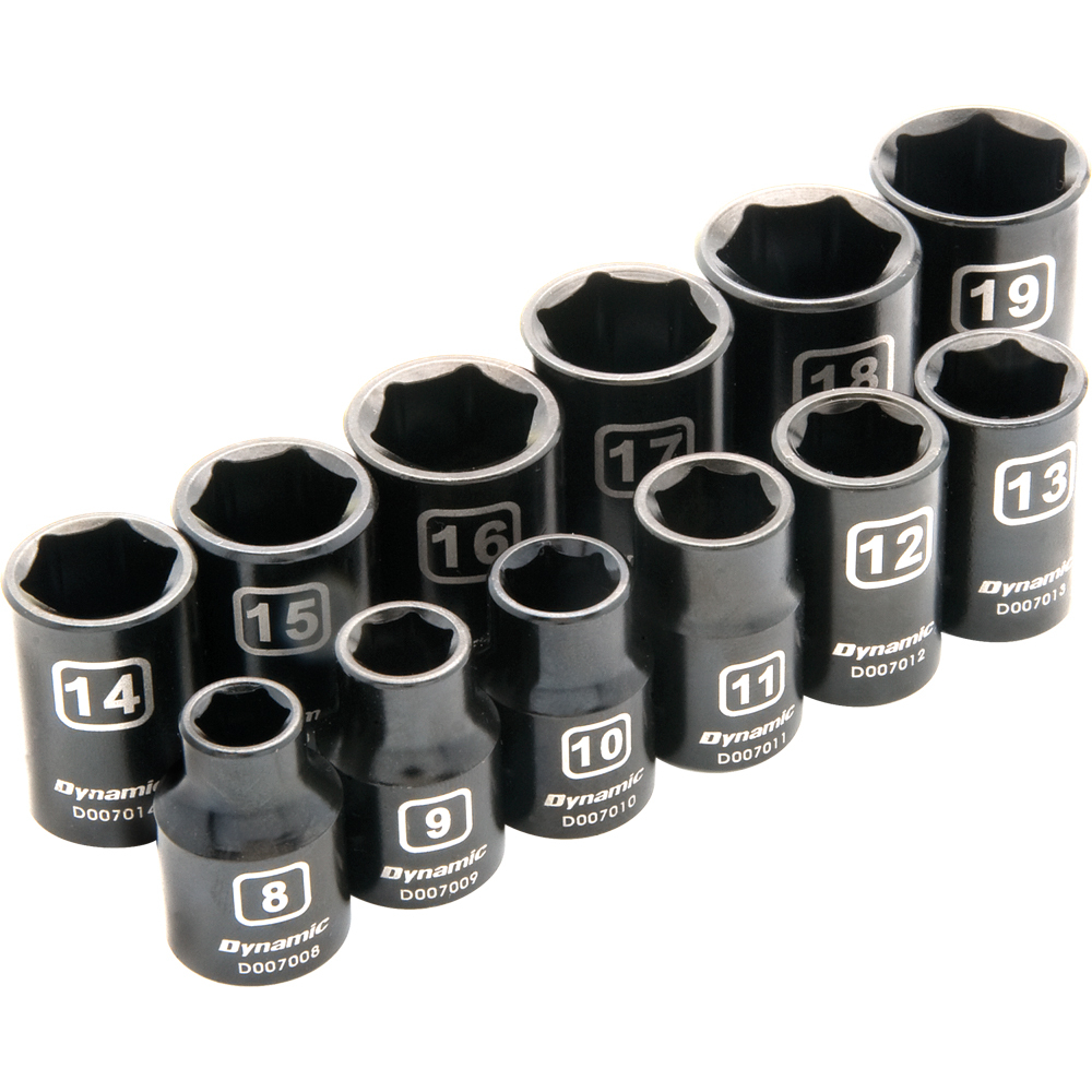 3/8&#34; Drive 12 Piece 6 Point Metric, Standard Impact Socket Set, 8mm - 19mm<span class=' ItemWarning' style='display:block;'>Item is usually in stock, but we&#39;ll be in touch if there&#39;s a problem<br /></span>