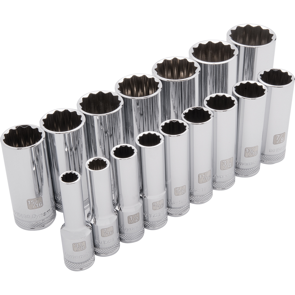 1/2&#34; Drive 16 Piece 12 Point Deep, SAE Socket Set, 3/8&#34; - 1-5/16&#34;<span class=' ItemWarning' style='display:block;'>Item is usually in stock, but we&#39;ll be in touch if there&#39;s a problem<br /></span>