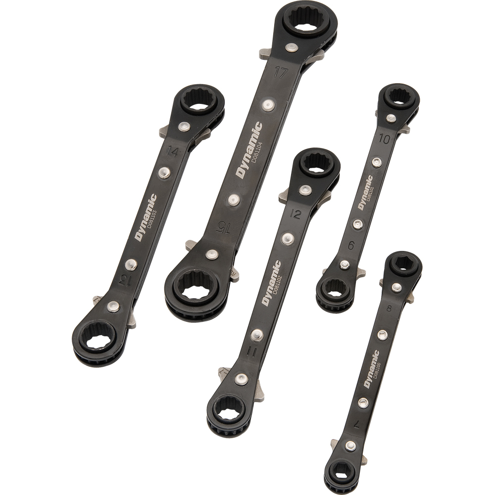 5 Piece Metric Double Box End, Reversible Ratcheting Wrench Set, 25° Offset<span class=' ItemWarning' style='display:block;'>Item is usually in stock, but we&#39;ll be in touch if there&#39;s a problem<br /></span>