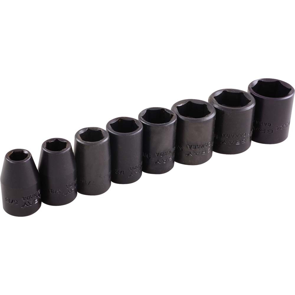 8 Piece 3/8&#34; Drive 6 Point, SAE Standard, Impact Socket Set, 5/16&#34; - 3/4&#34;<span class=' ItemWarning' style='display:block;'>Item is usually in stock, but we&#39;ll be in touch if there&#39;s a problem<br /></span>