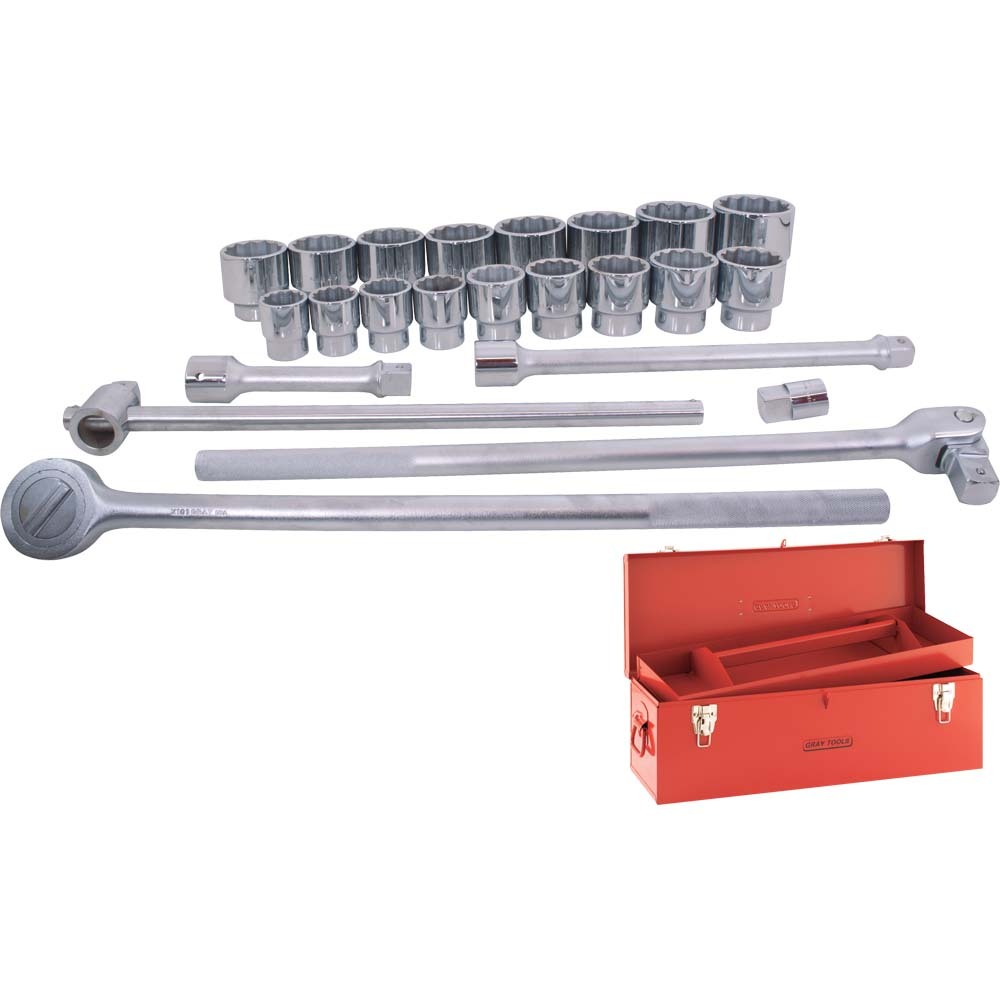 24 Piece 1&#34; Drive 12 Point SAE, Standard Chrome Socket & Attachment Set, 1-7/16&#34; - 3&#34;<span class=' ItemWarning' style='display:block;'>Item is usually in stock, but we&#39;ll be in touch if there&#39;s a problem<br /></span>