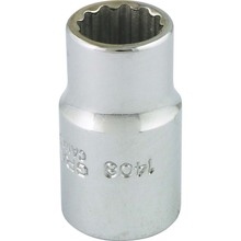 Gray Tools 1408 - Socket 1/2" X 1/2" Drive, 12 Point Standard Length, Chrome Finish Socket