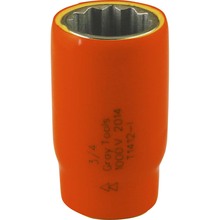 Gray Tools 1412-I - Socket 3/4" X 1/2" Drive, 12 Point Standard Length Socket, 1000V Insulated