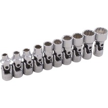Gray Tools 15410 - 10 Piece 1/4" Drive, 12 Point SAE Standard, Universal Joint Socket Set, 3/16" - 9/16"