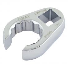 Gray Tools CWF21M - 1/2" Drive, 21mm Flare Nut Crow Foot Wrench, Chrome Finish