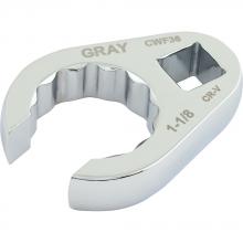 Gray Tools CWF36 - 1/2" Drive, 1-1/8" Flare Nut Crow Foot Wrench, Chrome Finish