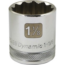 Gray Tools D015436 - 1/2" Drive 12 Point SAE, 1-1/8" Standard Length, Chrome Finish Socket