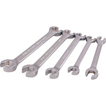 Gray Tools FLM5S - 5 Piece 6 Point Metric, Chrome Flare Nut Wrench Set, 9 X 11mm - 16 X 18mm