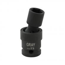 Gray Tools PHU18 - 9/16" X 1/2" Drive, 6 Point Standard Length, Universal Joint Socket, Black Impact
