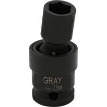 Gray Tools PHUM13 - 13mm X 1/2" Drive, 6 Point Standard Length, Universal Joint Socket, Black Impact