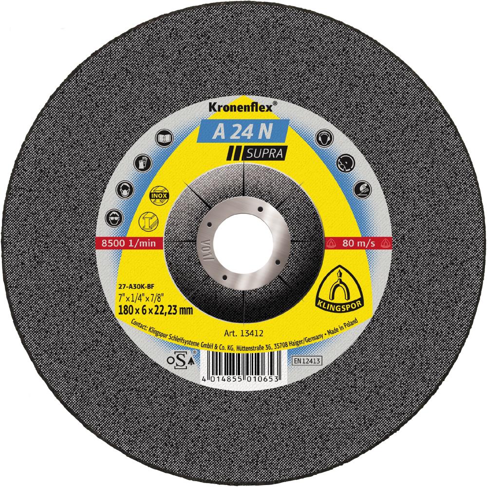 A 24 N grinding discs, 7 x 5/16 x 7/8 Inch depressed centre<span class=' ItemWarning' style='display:block;'>Item is usually in stock, but we&#39;ll be in touch if there&#39;s a problem<br /></span>