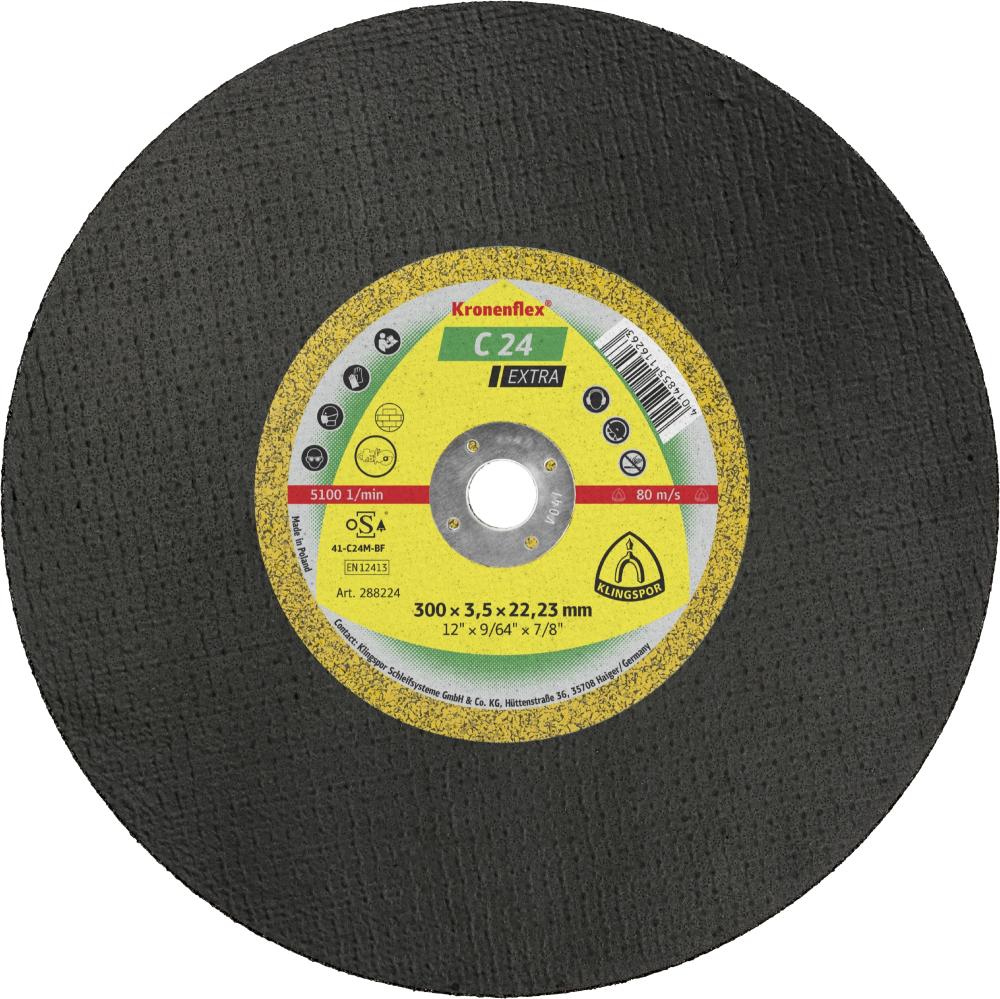 C 24 EX large cutting-off wheels, 12 x 9/64 x 51/64 Inch flat<span class=' ItemWarning' style='display:block;'>Item is usually in stock, but we&#39;ll be in touch if there&#39;s a problem<br /></span>