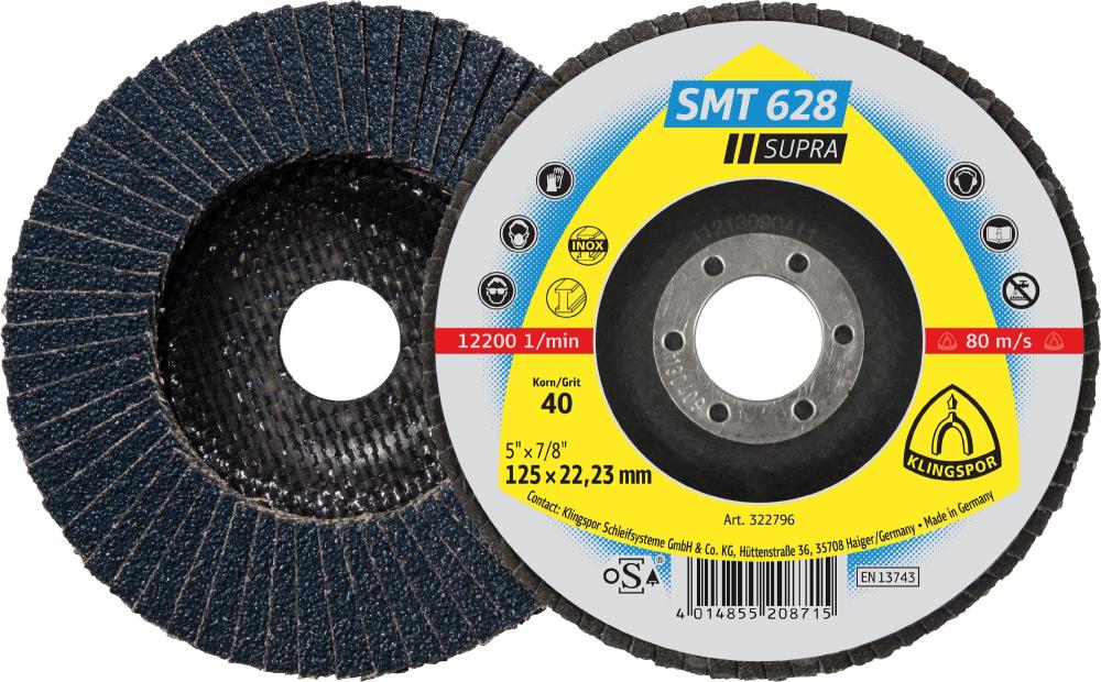 SMT 628 abrasive mop discs, 4-1/2 x 7/8 Inch grain 40 flat<span class=' ItemWarning' style='display:block;'>Item is usually in stock, but we&#39;ll be in touch if there&#39;s a problem<br /></span>