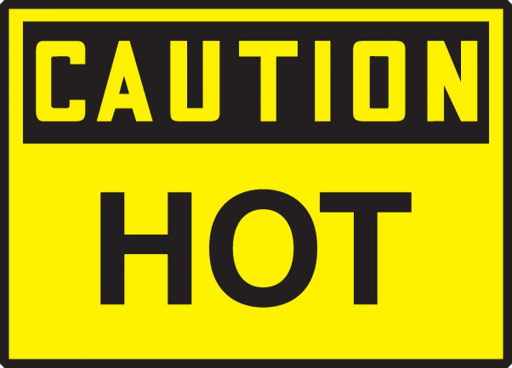 Safety Label, CAUTION HOT, 3 1/2&#34; x 5&#34;, Dura-Vinylâ„¢<span class=' ItemWarning' style='display:block;'>Item is usually in stock, but we&#39;ll be in touch if there&#39;s a problem<br /></span>