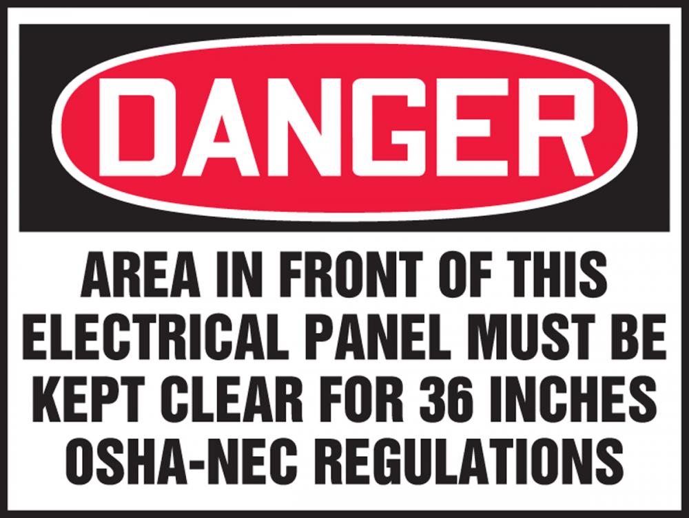 Safety Label, DANGER AREA IN FRONT OF THIS ELECTRICAL..., 3 1/2&#34; x 5&#34;, Dura-Vinylâ„¢<span class=' ItemWarning' style='display:block;'>Item is usually in stock, but we&#39;ll be in touch if there&#39;s a problem<br /></span>