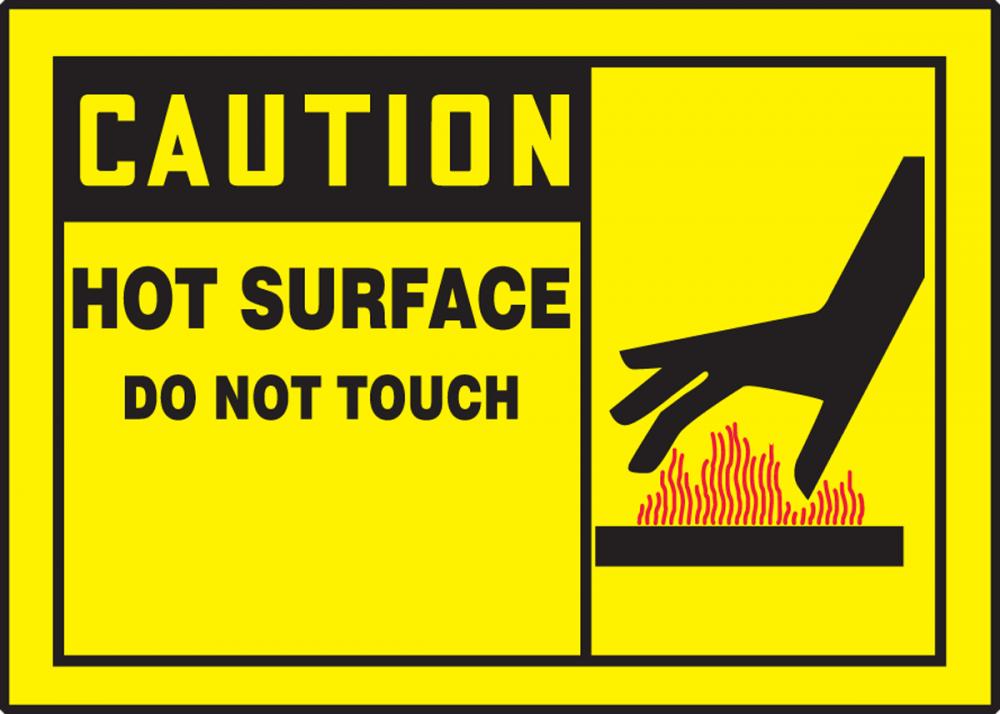 Safety Label, CAUTION HOT SURFACE DO NOT TOUCH, 3 1/2&#34; x 5&#34;, Dura-Vinylâ„¢<span class=' ItemWarning' style='display:block;'>Item is usually in stock, but we&#39;ll be in touch if there&#39;s a problem<br /></span>