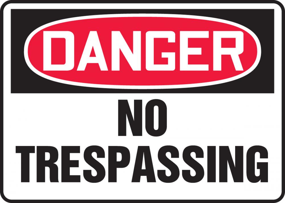 Safety Sign, DANGER NO TRESPASSING, 7&#34; x 10&#34;, Adhesive Vinyl<span class=' ItemWarning' style='display:block;'>Item is usually in stock, but we&#39;ll be in touch if there&#39;s a problem<br /></span>