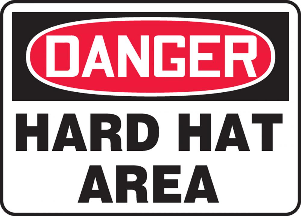 Safety Sign, DANGER HARD HAT AREA, 7&#34; x 10&#34;, Adhesive Vinyl<span class=' ItemWarning' style='display:block;'>Item is usually in stock, but we&#39;ll be in touch if there&#39;s a problem<br /></span>