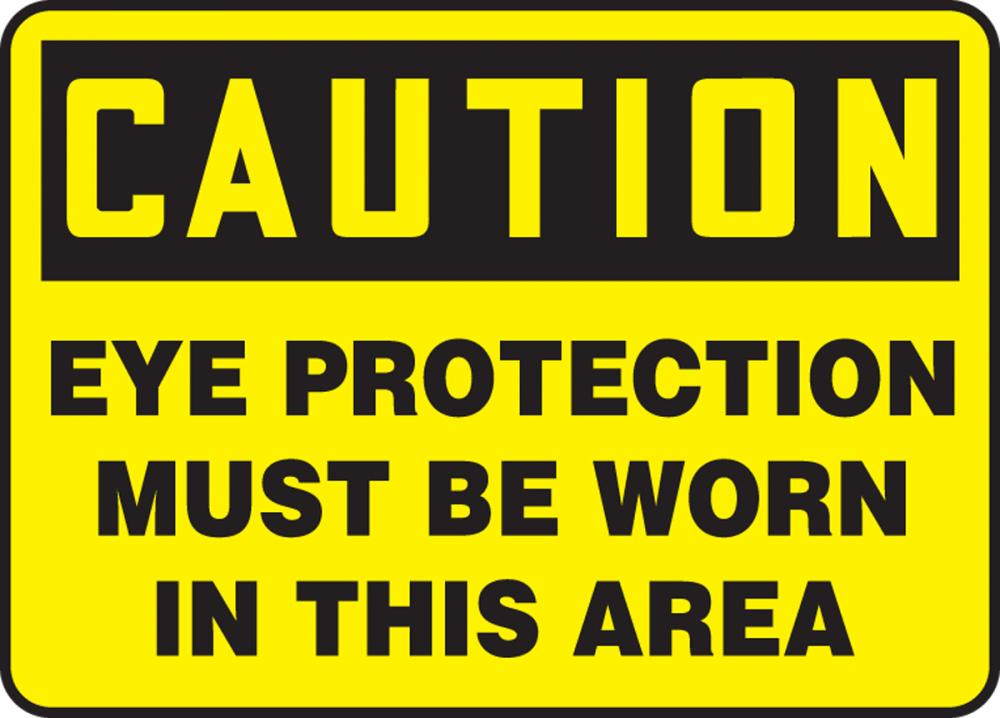 Safety Sign, CAUTION EYE PROTECTION MUST BE WORN IN THIS AREA, 7&#34; x 10&#34;, Adhesive Vinyl<span class=' ItemWarning' style='display:block;'>Item is usually in stock, but we&#39;ll be in touch if there&#39;s a problem<br /></span>