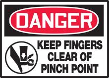 Accuform LEQM134XVE - Safety Label, DANGER KEEP FINGERS CLEAR OF PINCH POINT, 3 1/2" x 5", Dura-Vinylâ„¢