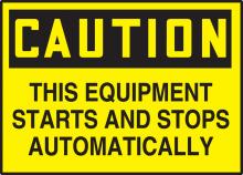 Accuform LEQM782XVE - Safety Label, CAUTION THIS EQUIPMENT STARTS AND STOPS..., 3 1/2" x 5", Dura-Vinylâ„¢