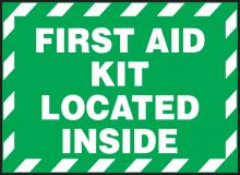 Accuform LVHR560XVE - Safety Label, FIRST AID KIT LOCATED INSIDE, 3 1/2" x 5", Dura-Vinylâ„¢