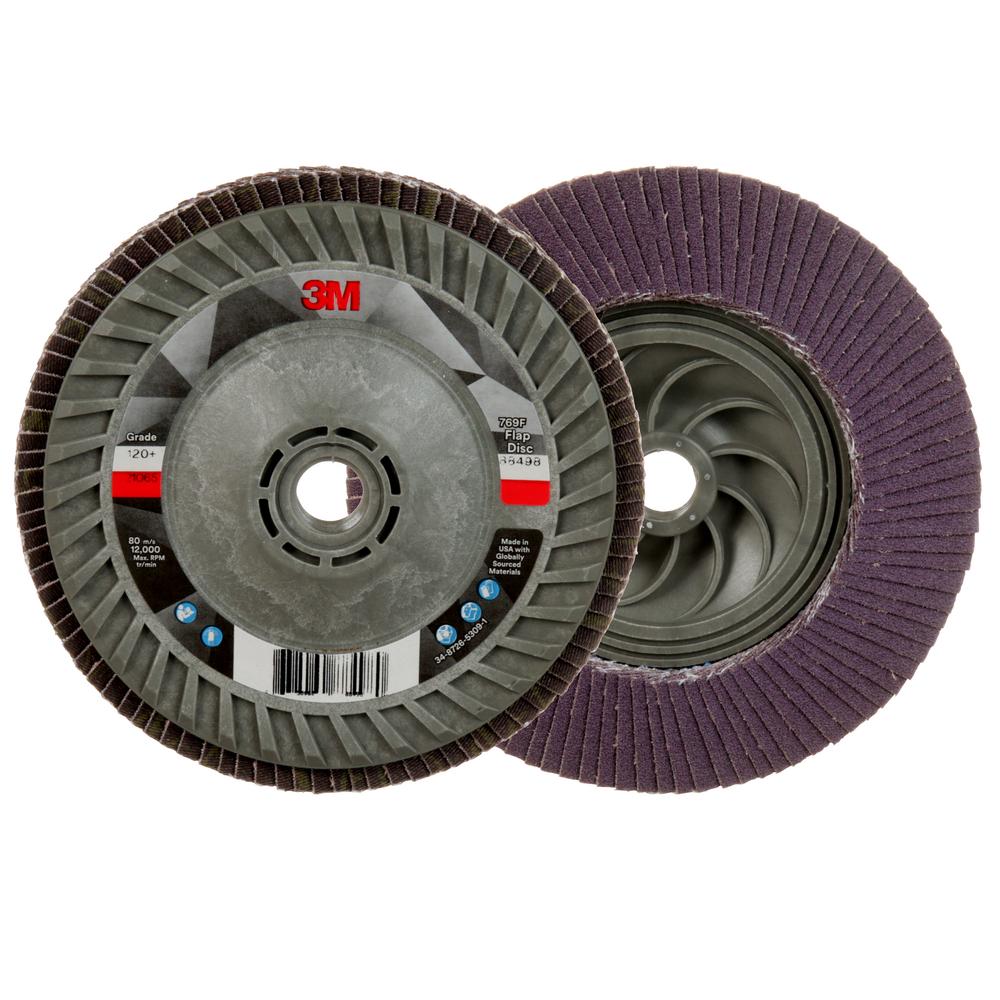 3M™ Flap Disc 769F AB43778, 120+, Quick Change, Type 29, 5 in x 5/8 in-11, 10/Case<span class=' ItemWarning' style='display:block;'>Item is usually in stock, but we&#39;ll be in touch if there&#39;s a problem<br /></span>