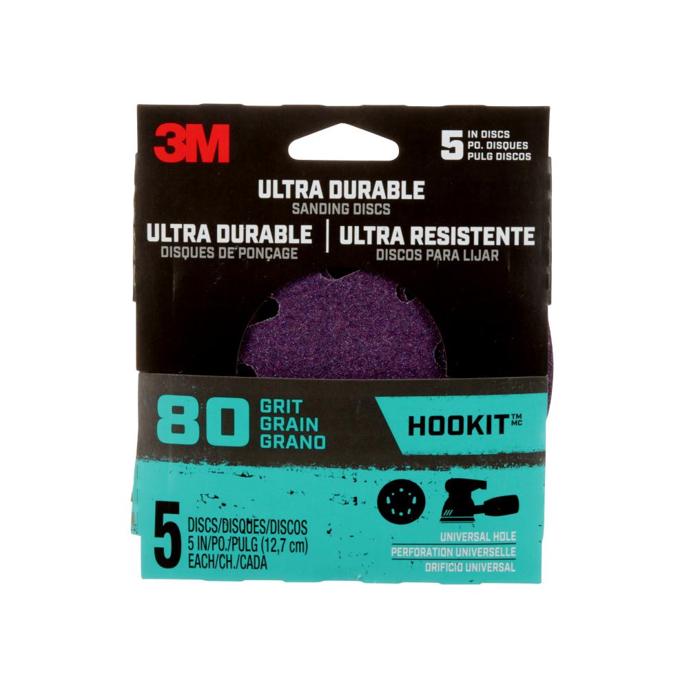 3M™ Ultra Durable 5 inch Power Sanding Discs, Universal Hole, 80 grit, Disc5in5pk80, 5/Pack<span class=' ItemWarning' style='display:block;'>Item is usually in stock, but we&#39;ll be in touch if there&#39;s a problem<br /></span>