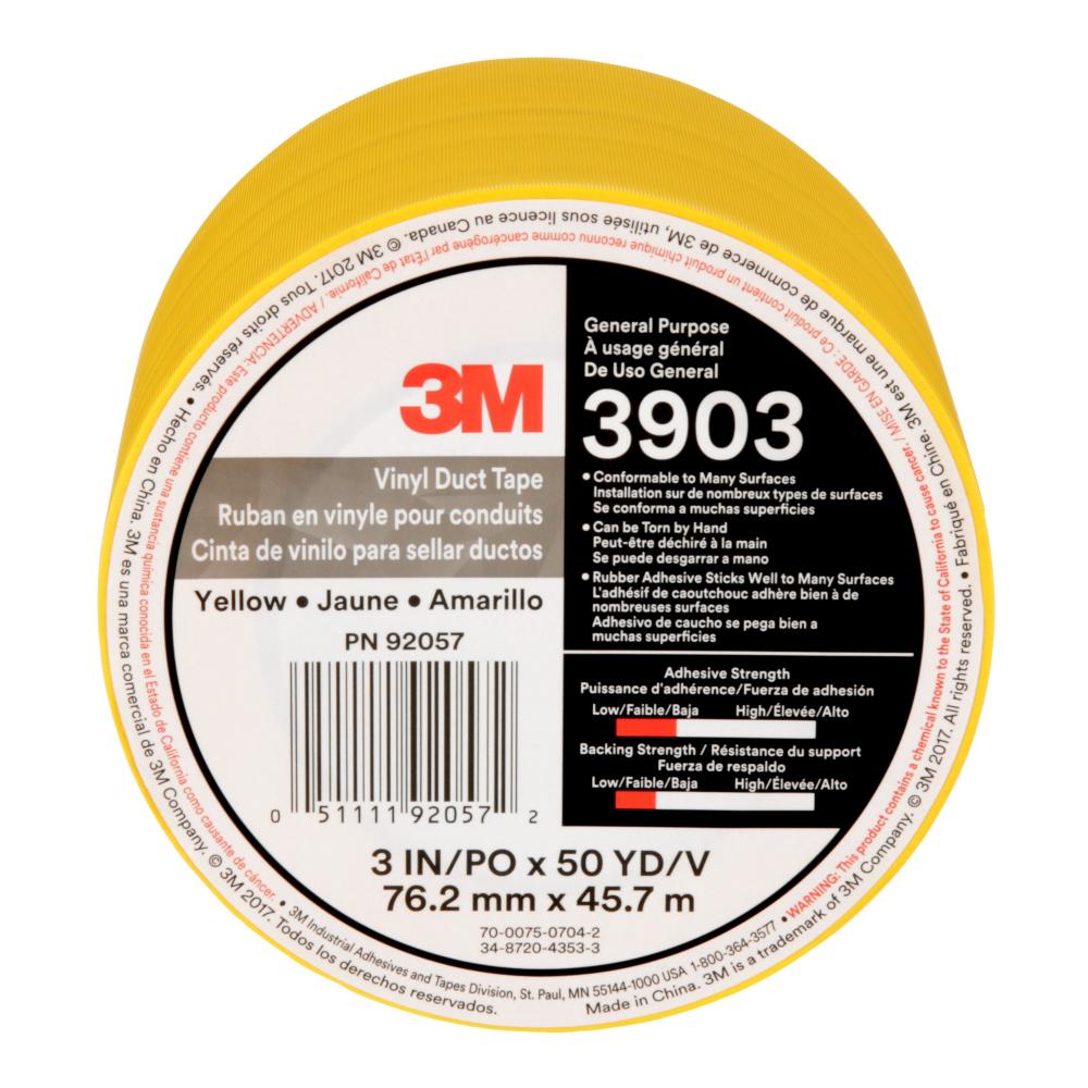 3M™ Vinyl Duct Tape, 3903, yellow, 3 in x 50 yd (76.2 mm x 45.6 m), 18 per case<span class=' ItemWarning' style='display:block;'>Item is usually in stock, but we&#39;ll be in touch if there&#39;s a problem<br /></span>