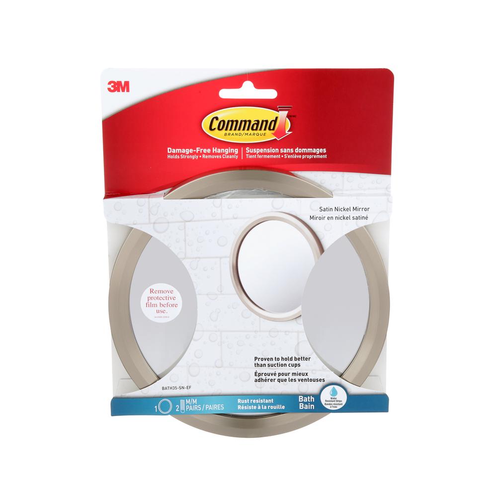 Command™ Bath Mirror BATH35-SN-EF, Satin Nickel, 4 lbs (1.8 kg)<span class=' ItemWarning' style='display:block;'>Item is usually in stock, but we&#39;ll be in touch if there&#39;s a problem<br /></span>