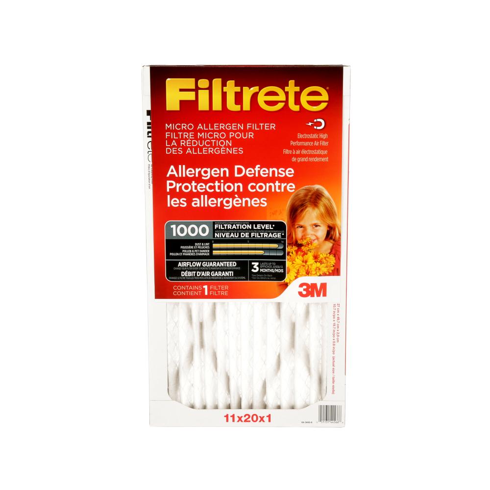 Filtrete™ Allergen Defense Micro Allergen Filter, MPR 1000, 11 in x 20 in x 1 in<span class=' ItemWarning' style='display:block;'>Item is usually in stock, but we&#39;ll be in touch if there&#39;s a problem<br /></span>