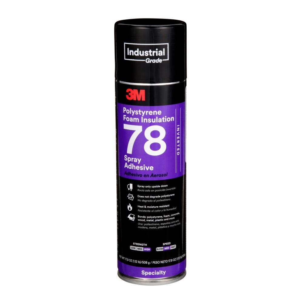 3M™ Polystyrene Insulation Spray Adhesive, 78, clear, inverted, 24 fl oz. (709.8 ml)<span class=' ItemWarning' style='display:block;'>Item is usually in stock, but we&#39;ll be in touch if there&#39;s a problem<br /></span>