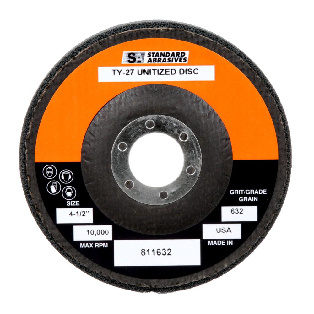 Standard Abrasives™ 632 Type 27 Unitized Wheel 811632, 4-1/2 in x 1/2 in x 7/8 in<span class=' ItemWarning' style='display:block;'>Item is usually in stock, but we&#39;ll be in touch if there&#39;s a problem<br /></span>