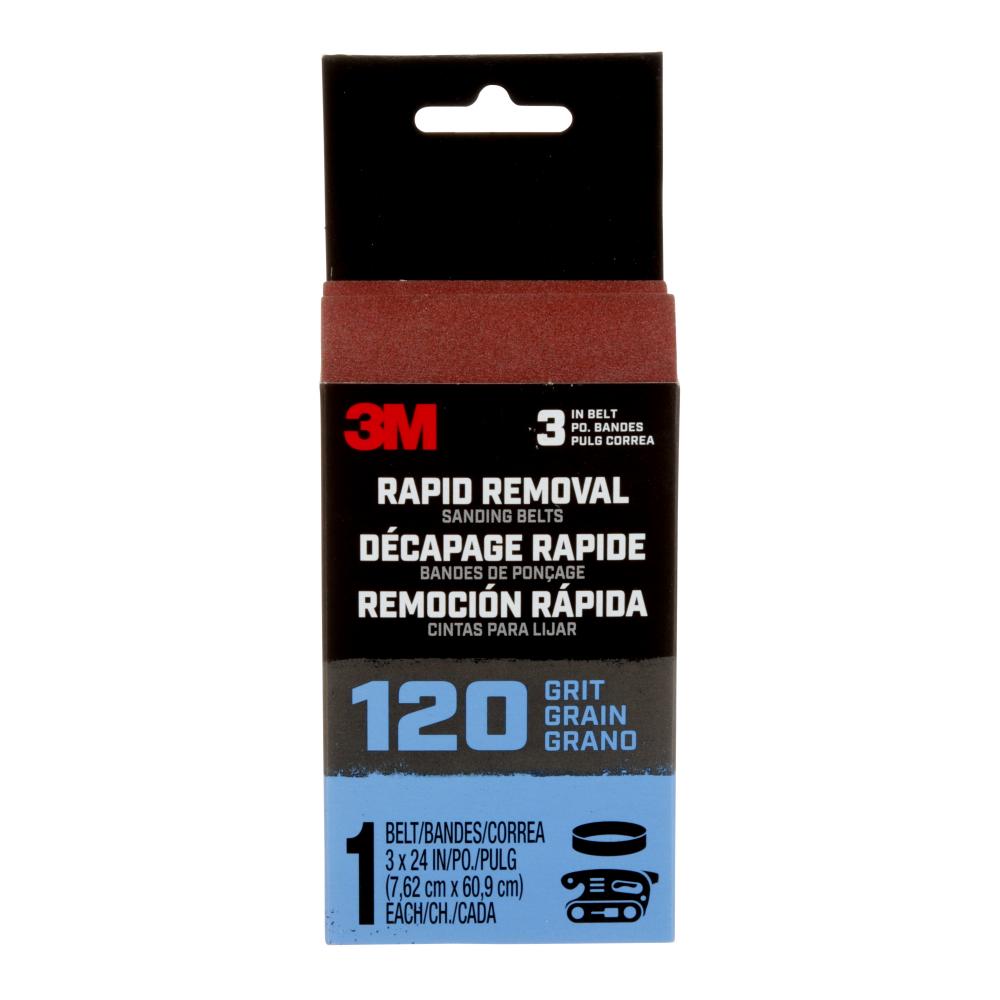 3M™ Rapid Removal 3 x 24 inch Power Sanding Belt, 120 grit, Belt3x241pk120, 1/Pack<span class=' ItemWarning' style='display:block;'>Item is usually in stock, but we&#39;ll be in touch if there&#39;s a problem<br /></span>