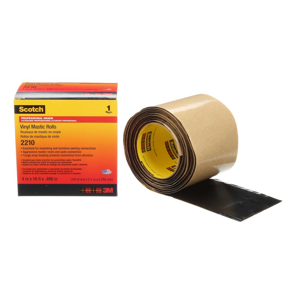 Scotch® Vinyl Mastic Roll, 2210, black, 90 mil (2.3 mm), 4 in x 10 ft (100 mm x 3 m)<span class=' ItemWarning' style='display:block;'>Item is usually in stock, but we&#39;ll be in touch if there&#39;s a problem<br /></span>