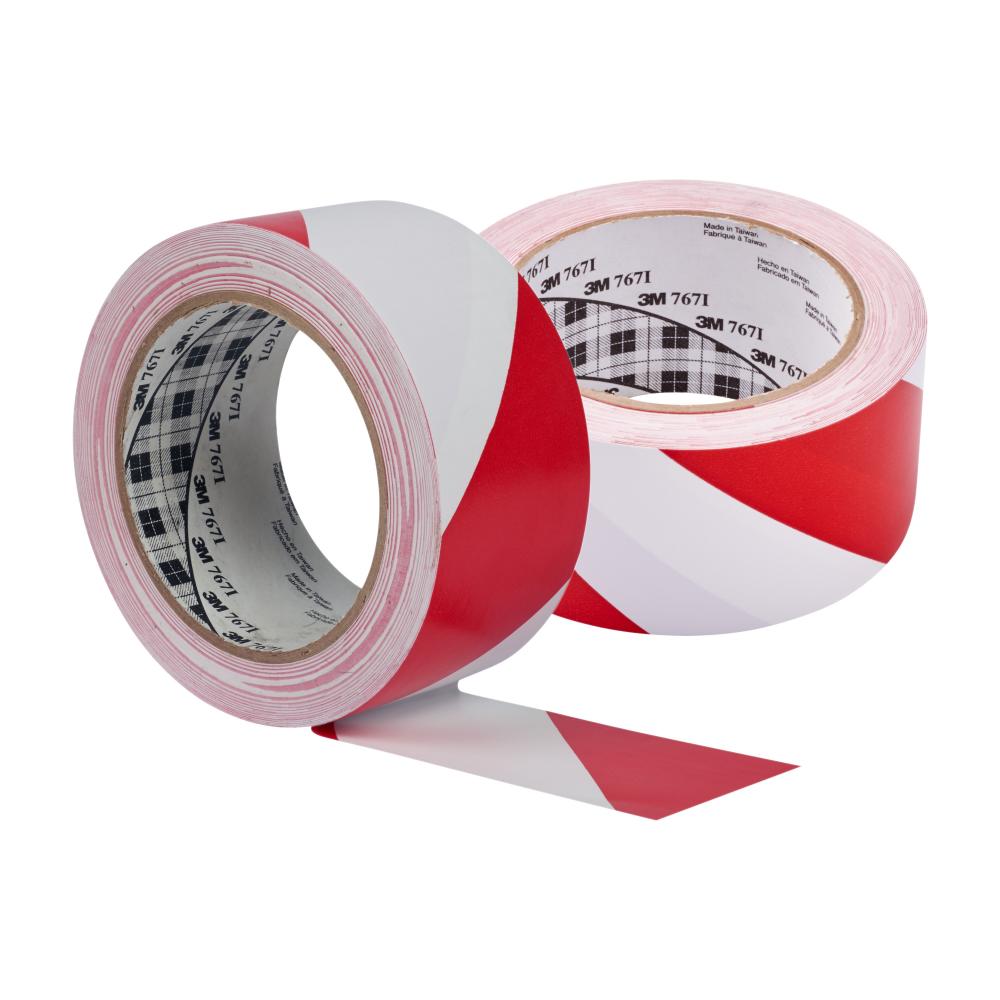 3M™ Hazard Warning Tape 767, red/white, 2.0 in x 36.0 yd x 5.0 mil (5.1 cm x 32.9 m x 0.13 mm)<span class=' ItemWarning' style='display:block;'>Item is usually in stock, but we&#39;ll be in touch if there&#39;s a problem<br /></span>